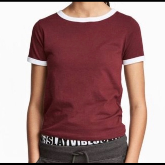 H\u0026M | Tops | Maroon Hm Divided Ringer 
